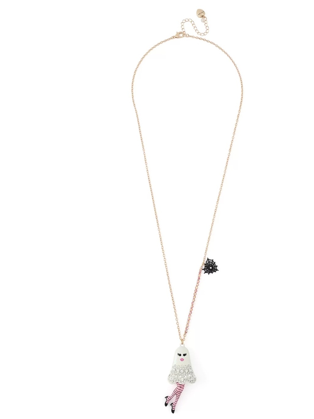 Betsey Johnson Girly Ghost Halloween Pendant Necklace New - Picture 2 of 7